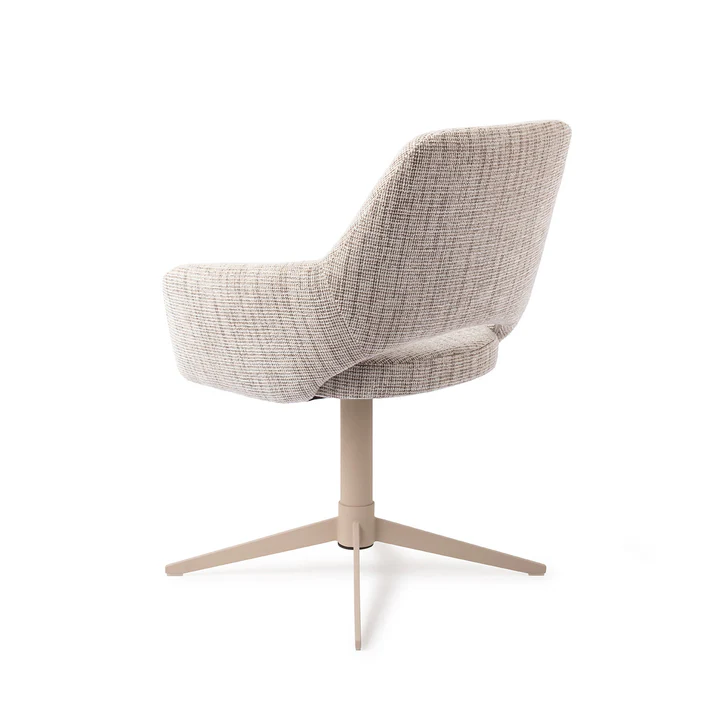 Esszimmerstuhl Yanai – Caramel Grid mit Gestell in Metall beige