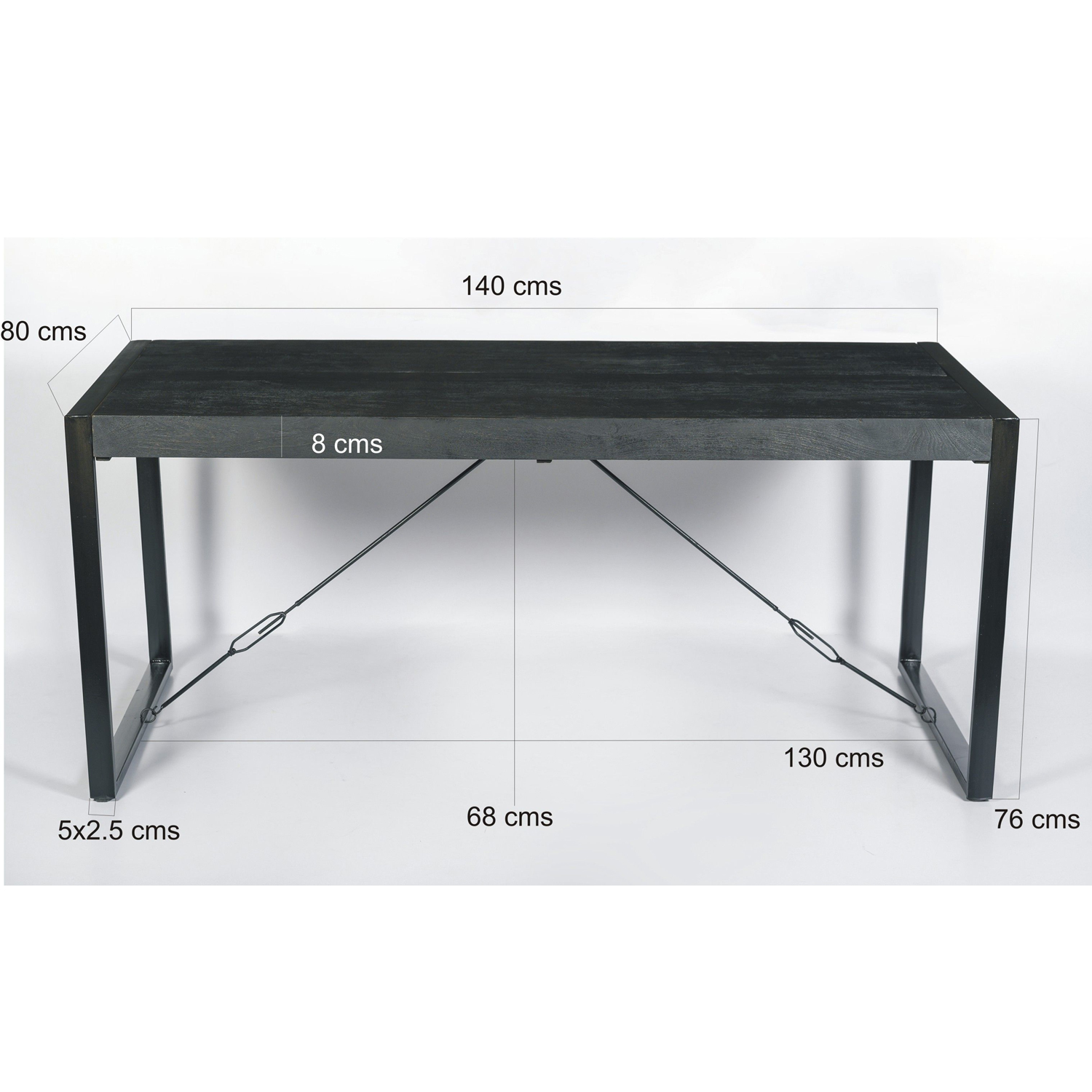 Esstisch Norris 140 x 80 cm Mangoholz Metall schwarz