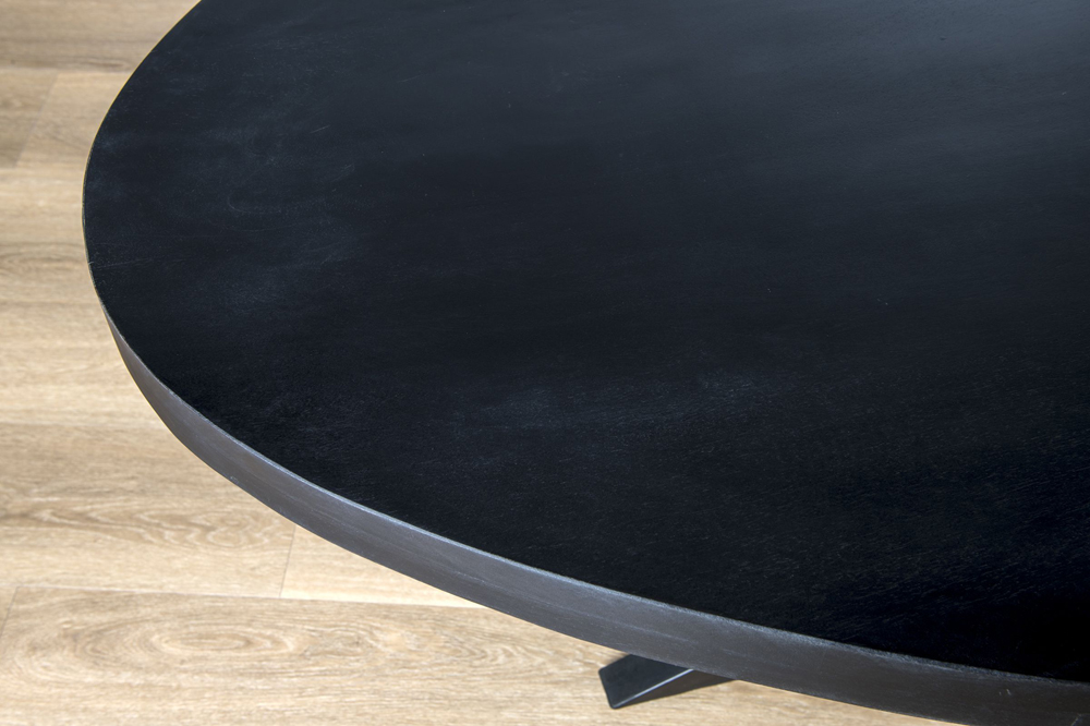 Esstisch oval 240 x 110 cm Spider Mangoholz schwarz