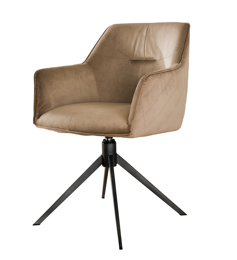 Esszimmerstuhl ARVIC mit Armlehne Stuhl drehbar Samt champagner