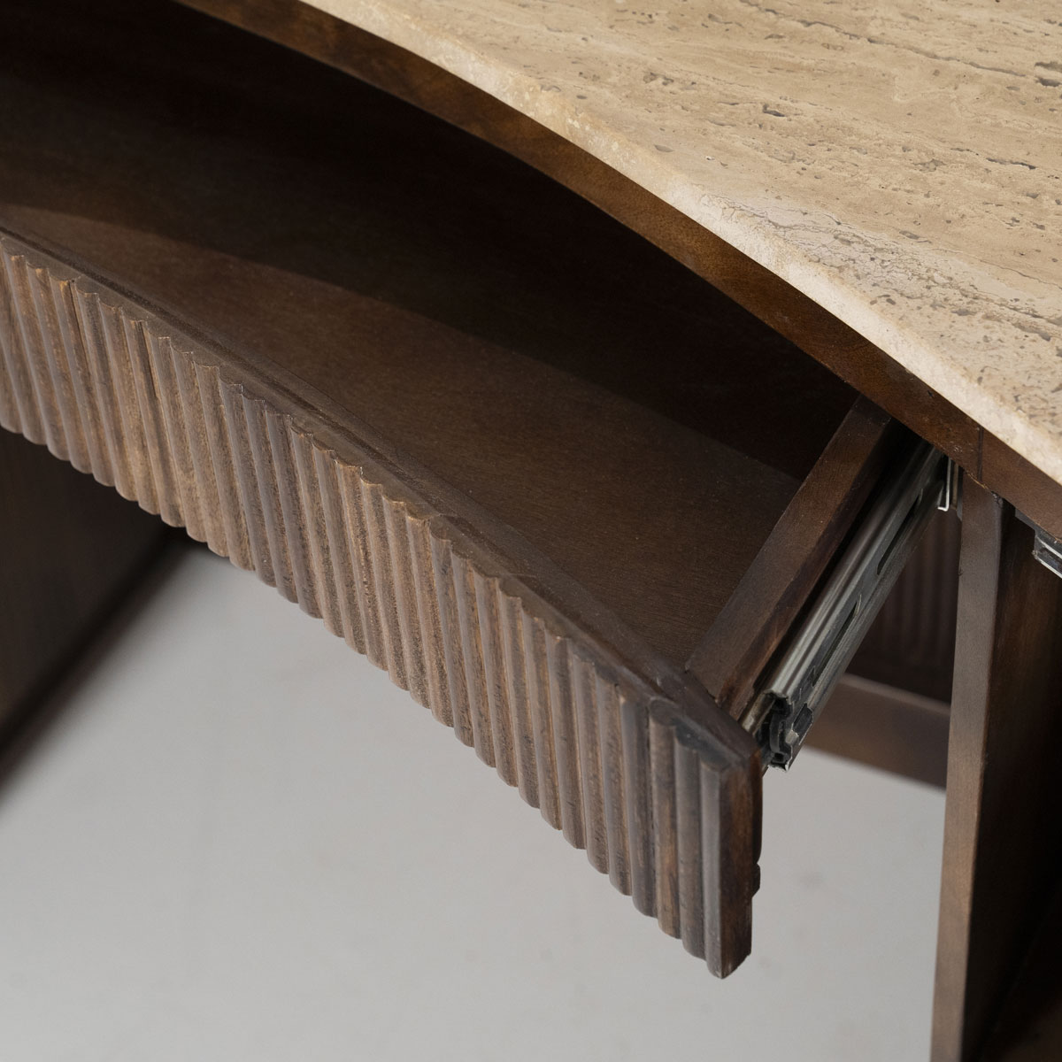 Schreibtisch Mari 129 x 60 cm Mangoholz braun Travertin