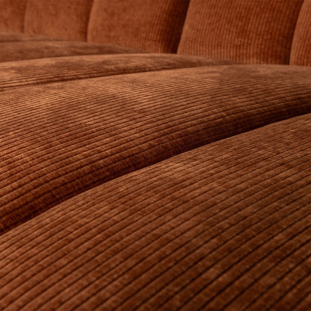 woood Chaiselongue Sofa MOJO links gerippter Stoff rostbraun