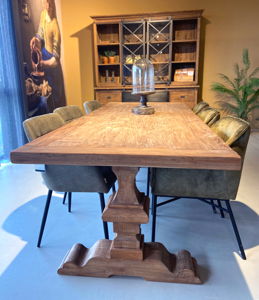 Esstisch 240 x 100 cm Teakholz massiv Klostertisch