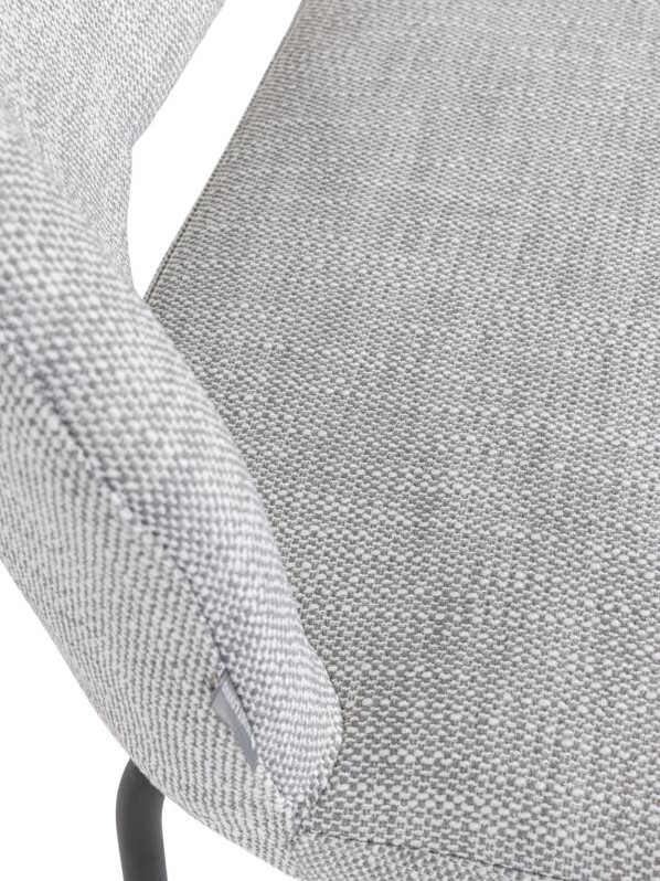 Esstischbank Bank Bloom 190 cm Metall Stoff hellgrau Küchenbank 