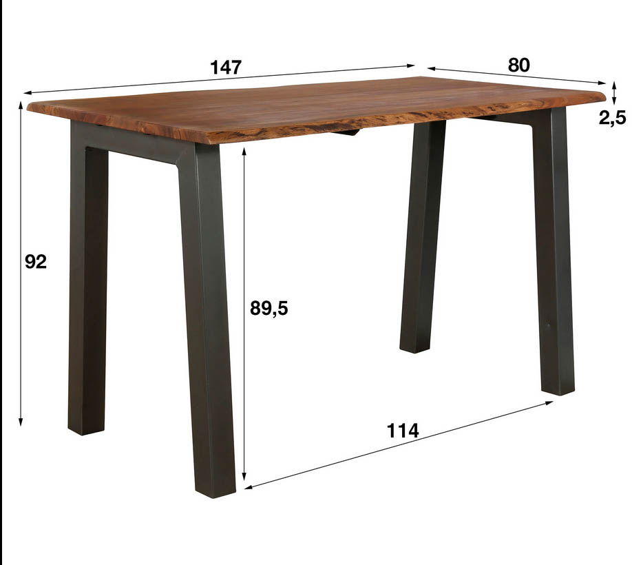 Bartisch 147 x 80 cm Baumstamm Akazie Stehtisch Baumkante
