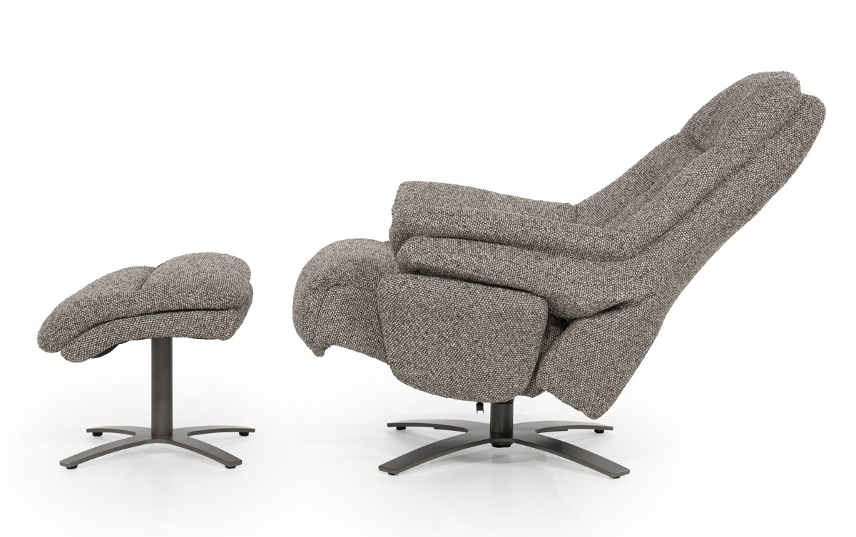 Relaxsessel Caleb elektrisch verstellb. mit Hocker Stoff taupe