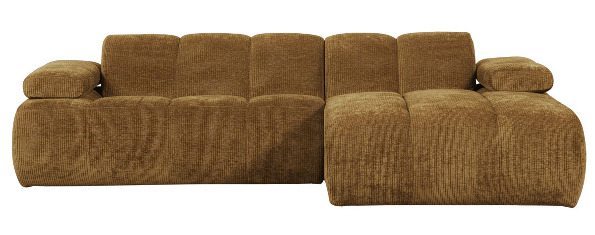woood Chaiselongue Sofa MOJO rechts gerippter Stoff honiggelb