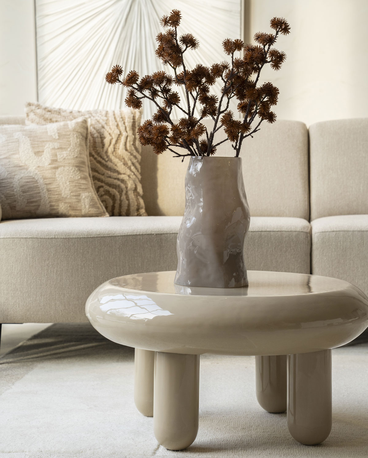 Beistelltisch Balloon Ø 70 cm Metall beige
