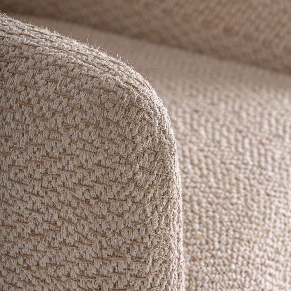 Armlehnsessel LIERMO Jutebezug beige, Mangoholz Relaxsessel Sessel