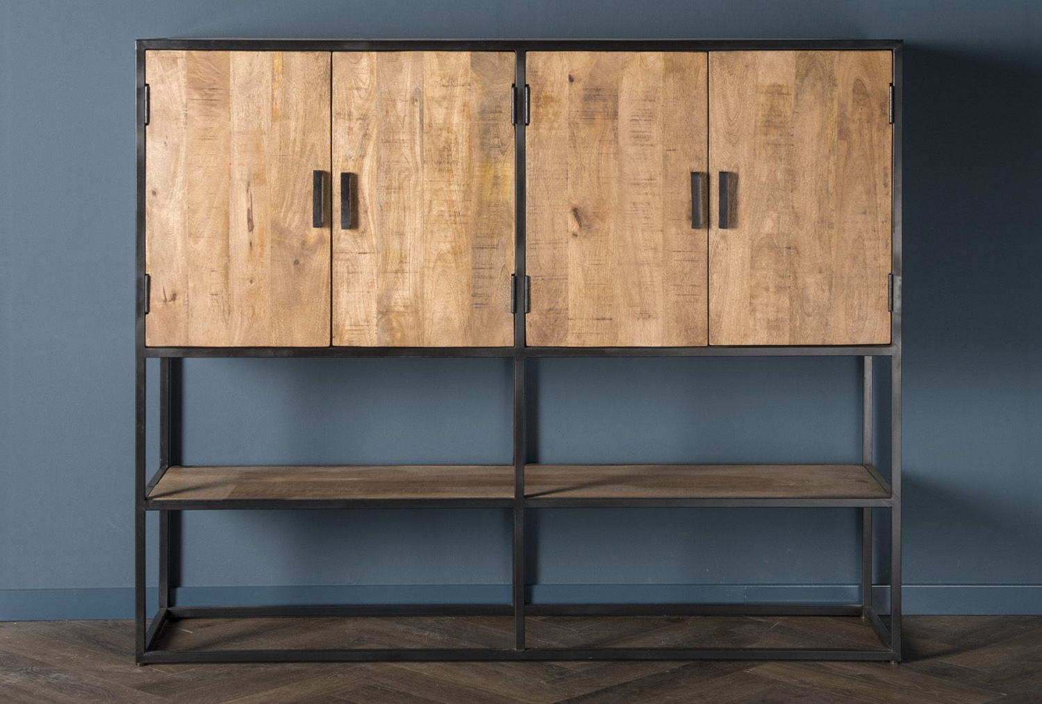 Highboard Schrank Sturdy B 160 cm Mangoholz Metall