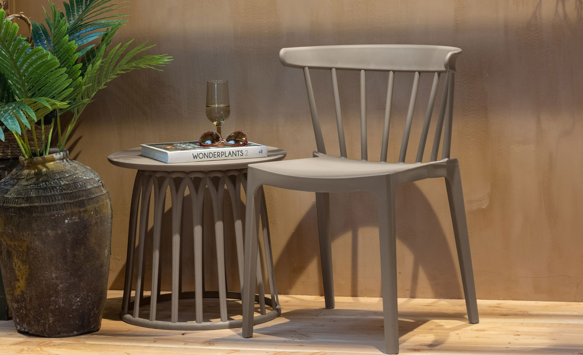 Garten Beistelltisch BOY Ø 50 cm Kunststoff taupe