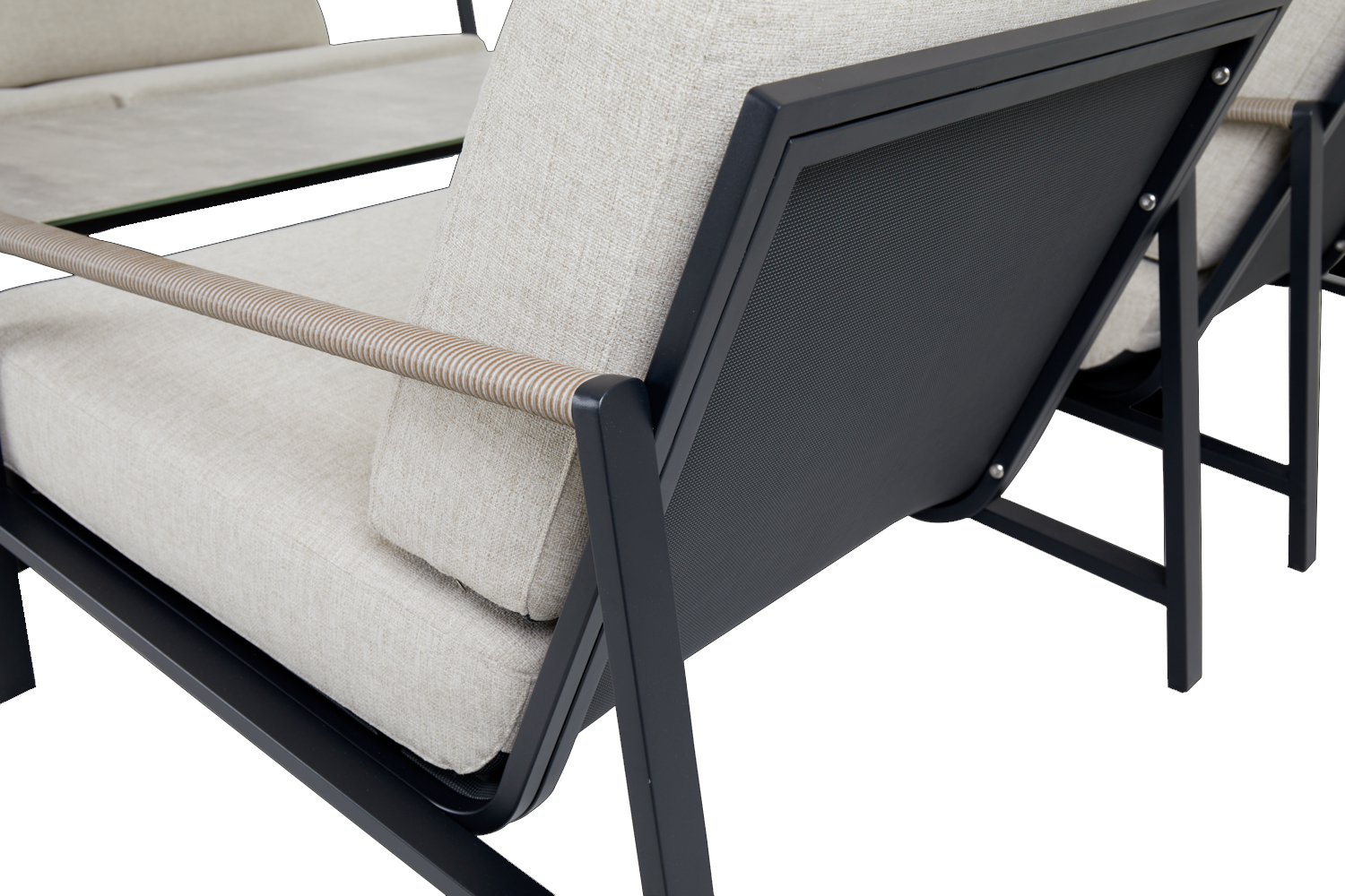Lounge Garten Sessel Lyra Armlehne Edelstahl schwarz