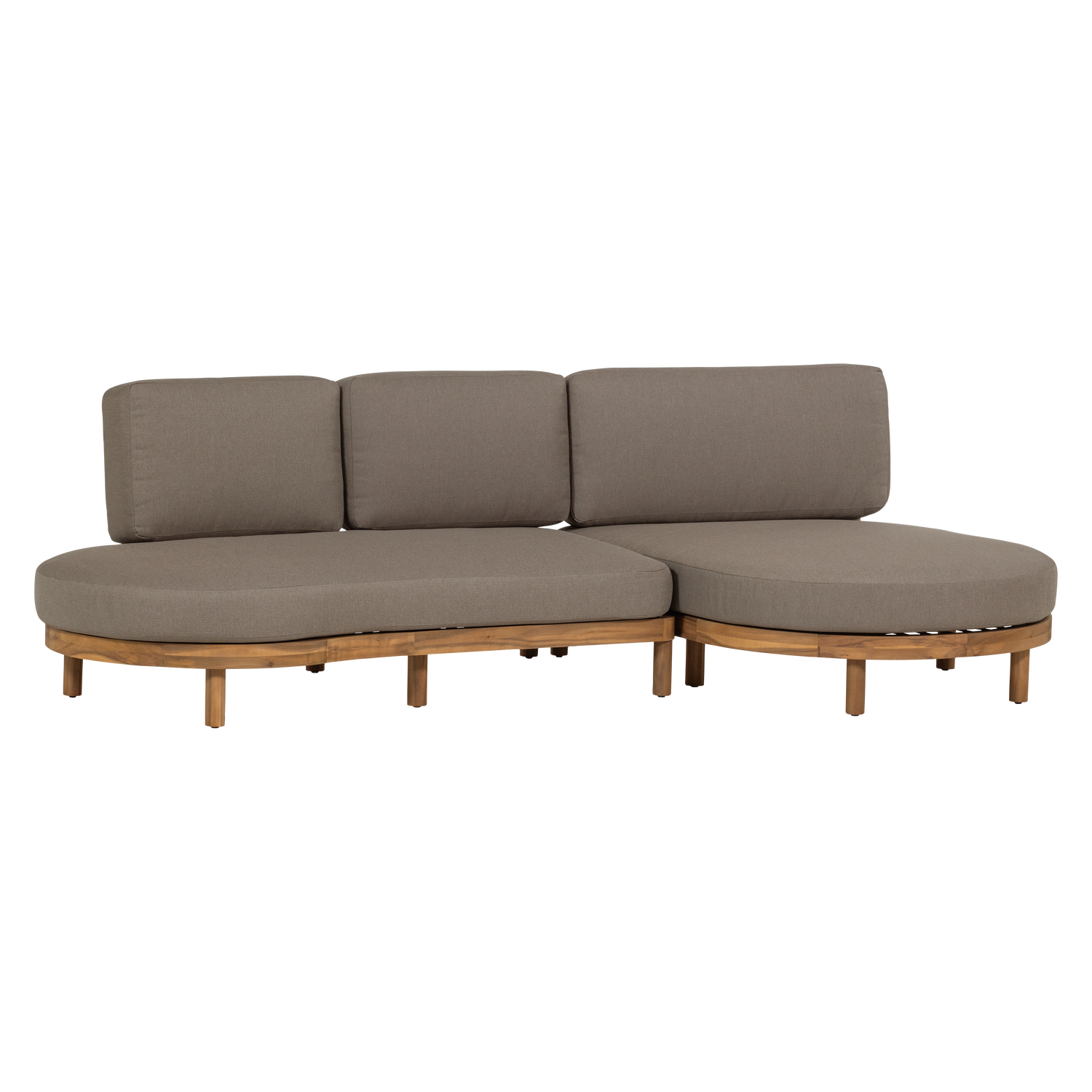 Garten Lounge Ecksofa ZINTO rechts Akazienholz Outdoor-Bezug sand