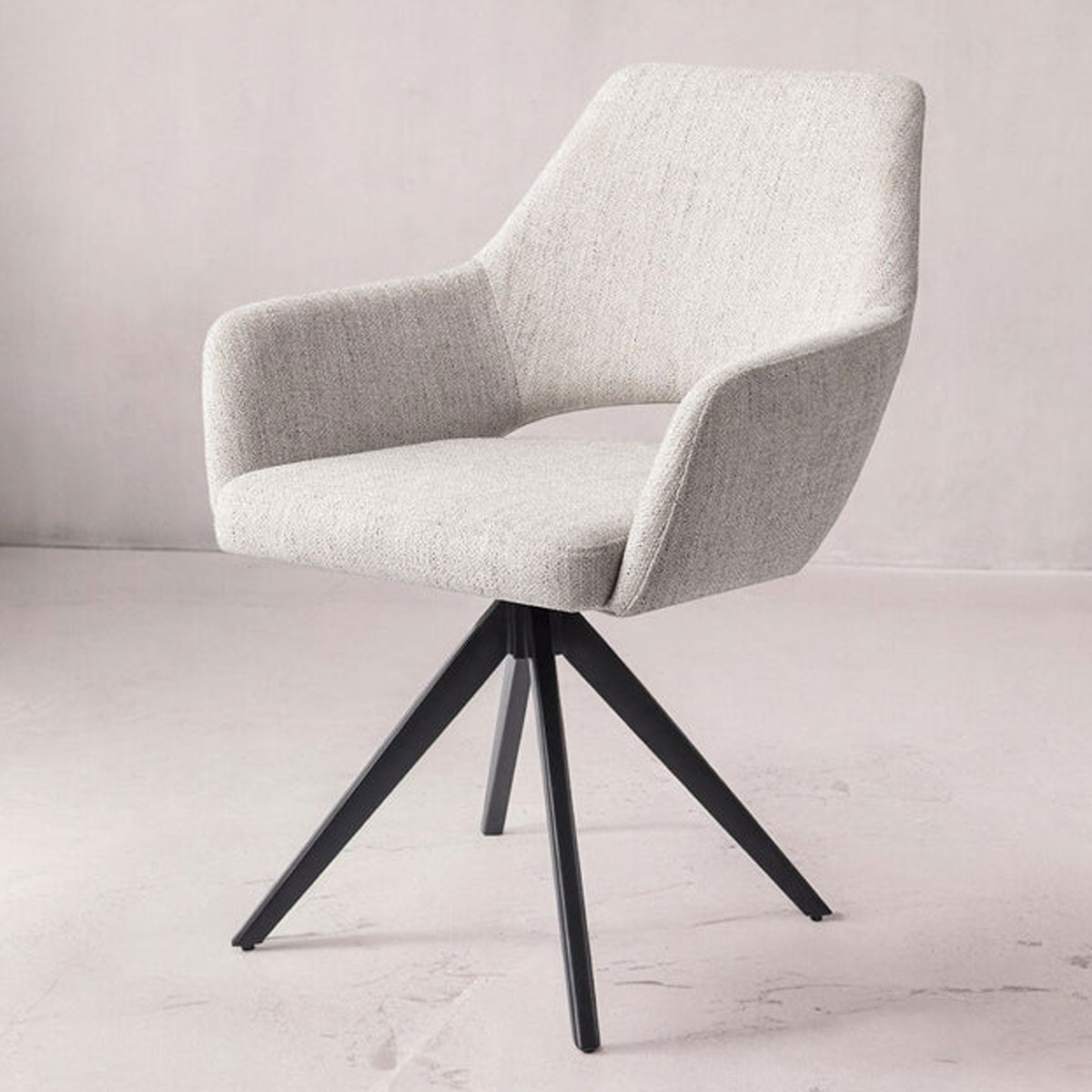 Esszimmerstuhl YANAI drehbar – Hellgrau mit schwarzem Gestell