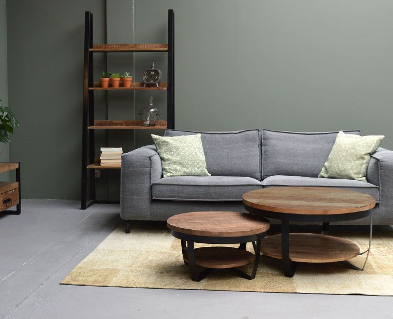 Couchtisch MARK Ø 85 cm Holzplatte