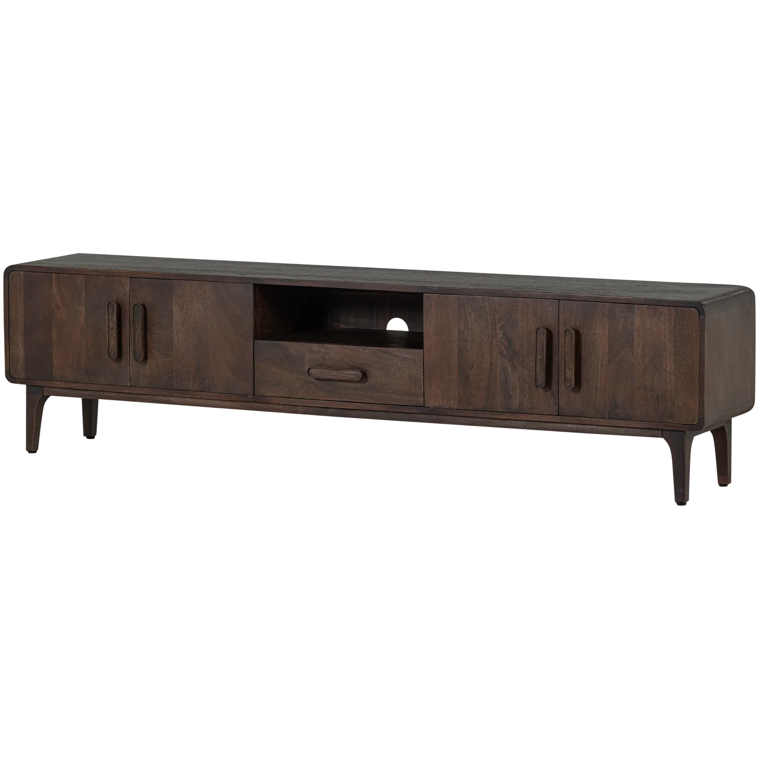 TV Möbel LIYA 200 cm Mangoholz dunkelbraun Kommode Lowboard