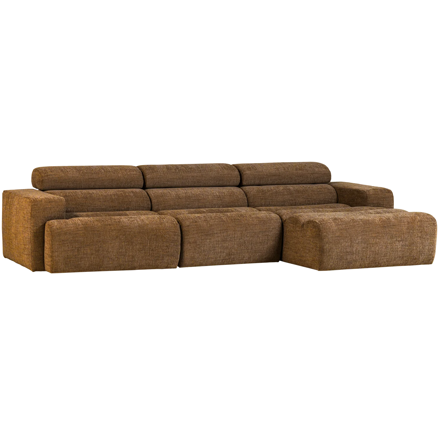 Ecksofa Sofa NOVI Bezug Melange karamell Chaiselongue rechts