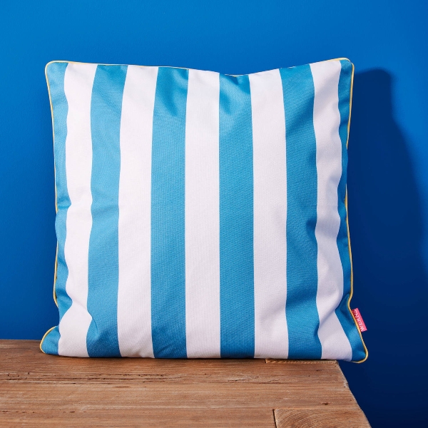 2´er Set Outdoor Kissen blau weiss gestreift 45 x 45 cm Outdoorkissen 