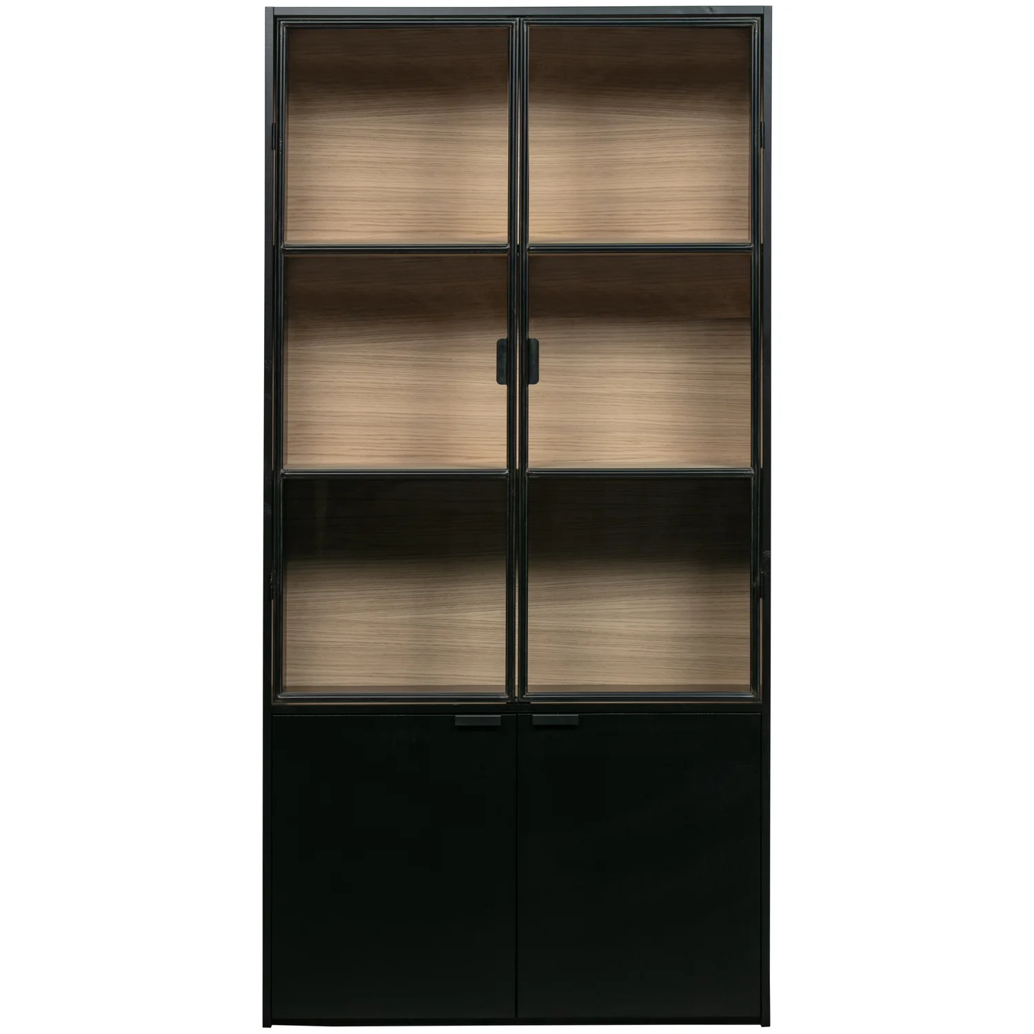 Vitrinenschrank SIVAN H 200 cm Schrank Holzschrank Kiefernholz schwarz