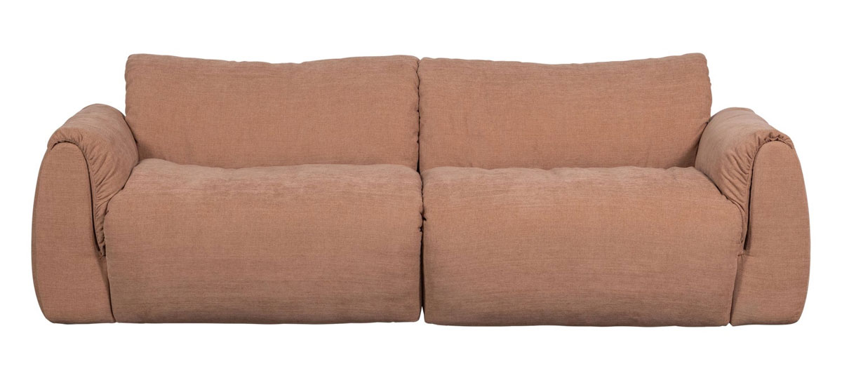woood 2 Sitzer Sofa BAGGY Webstoff Chenille altrosa Couch