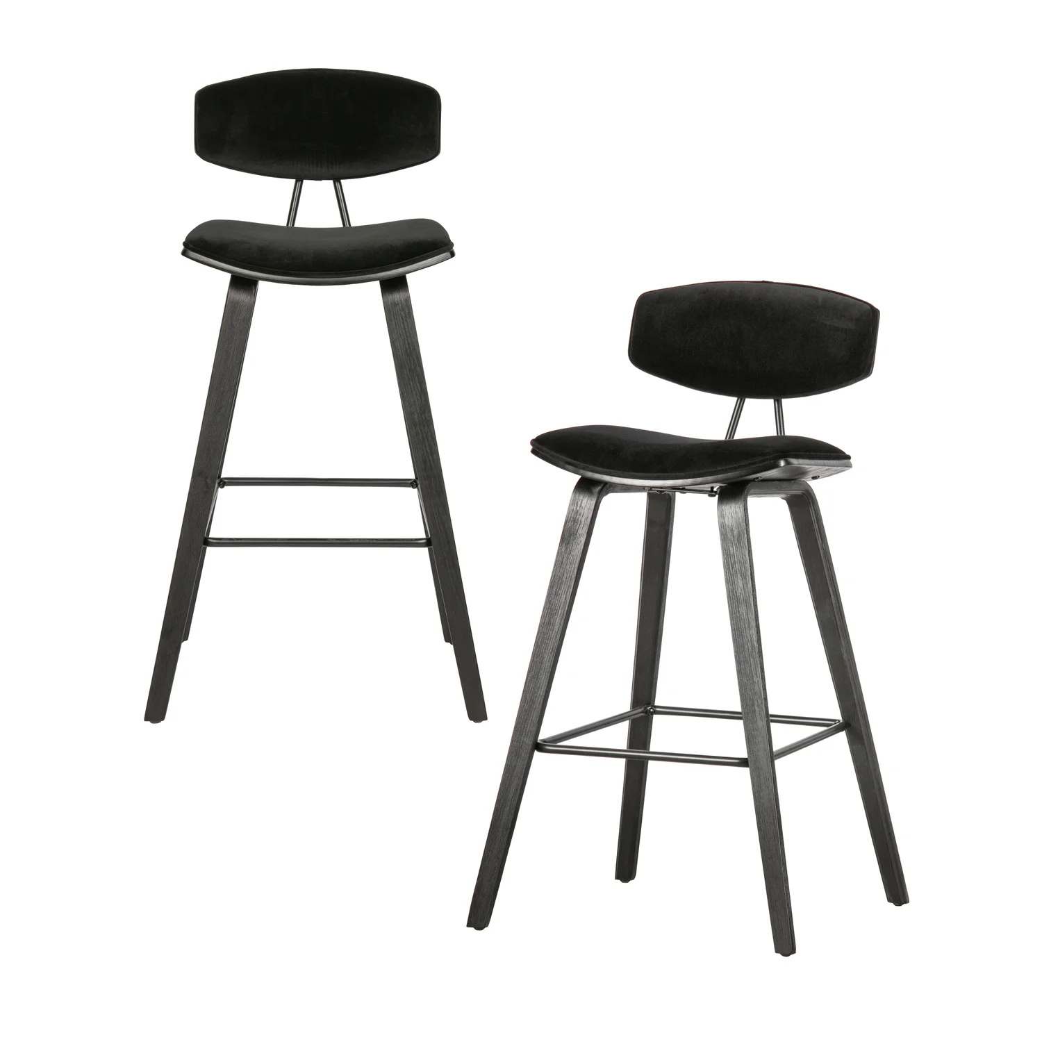 2er Set Barhocker SENN SH 71 cm Samt Velvet schwarz