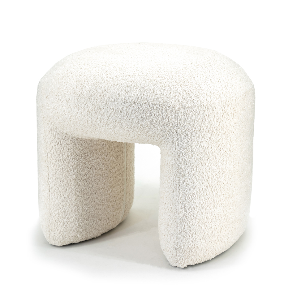 Hocker NASAHI Sitzhocker Bouclé Stoff beige