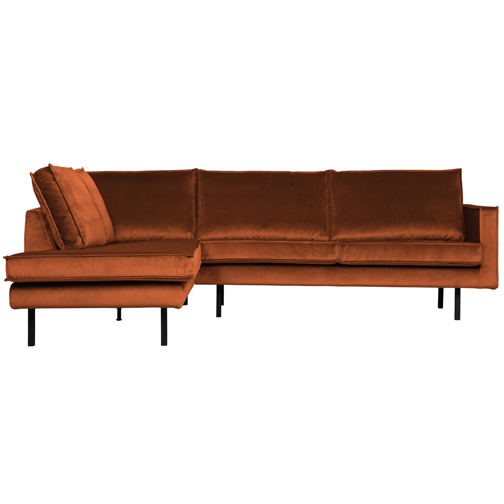 Ecksofa Rodeo Samt rost Longchair links