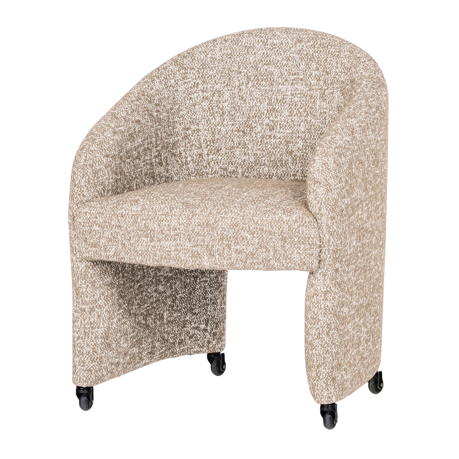 Armlehnstuhl CORDO auf Rollen Melange Stoff natur 