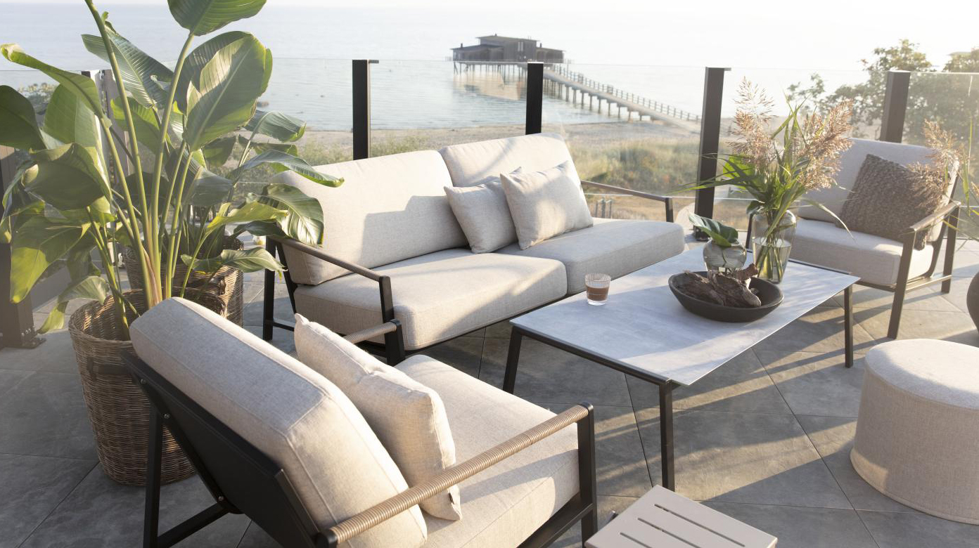 Garten Loungegruppe LYRA aus Edelstahl schwarz incl Sitzkissen