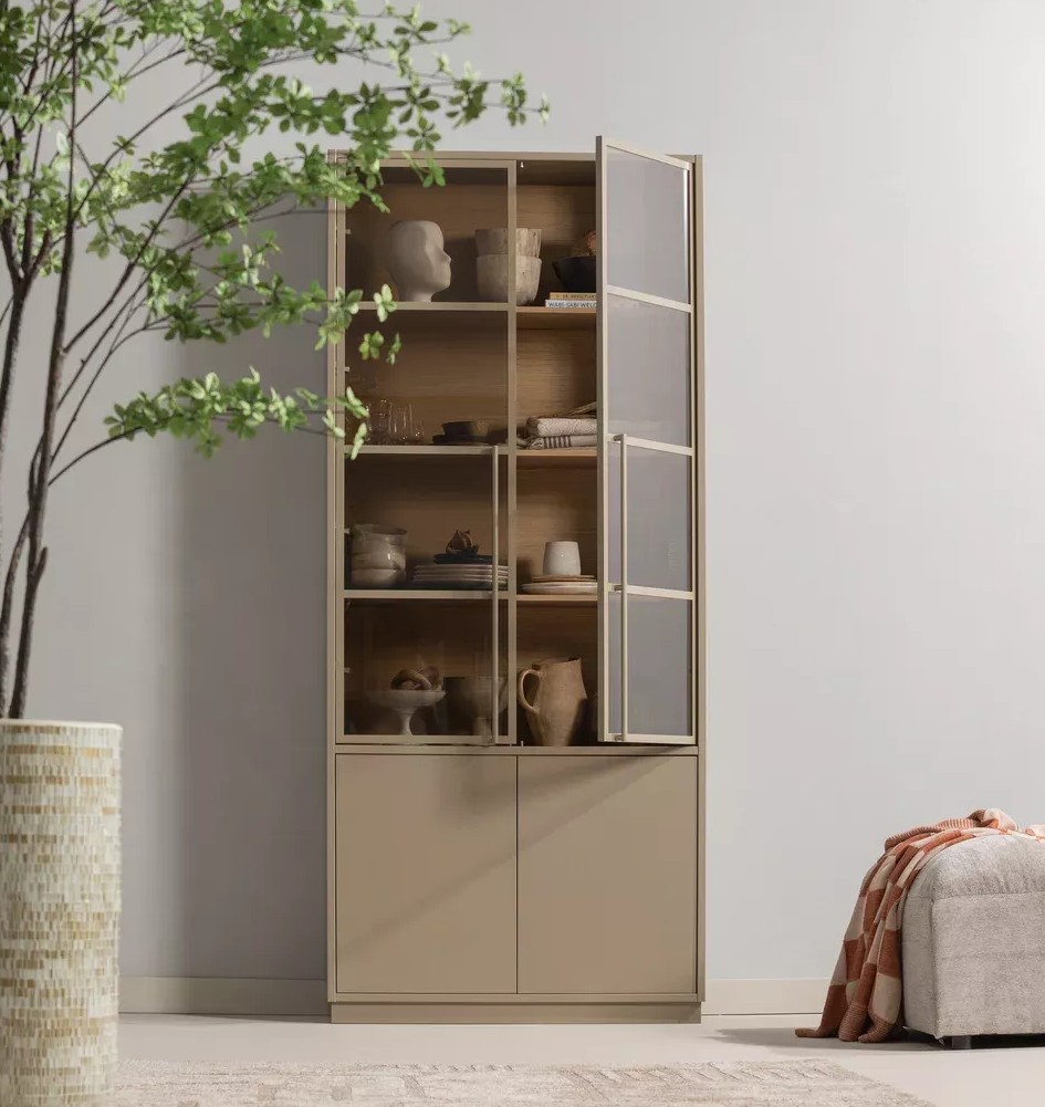 Vitrine Glasvitrine Schrank CASA 4-türig Kiefer mud  