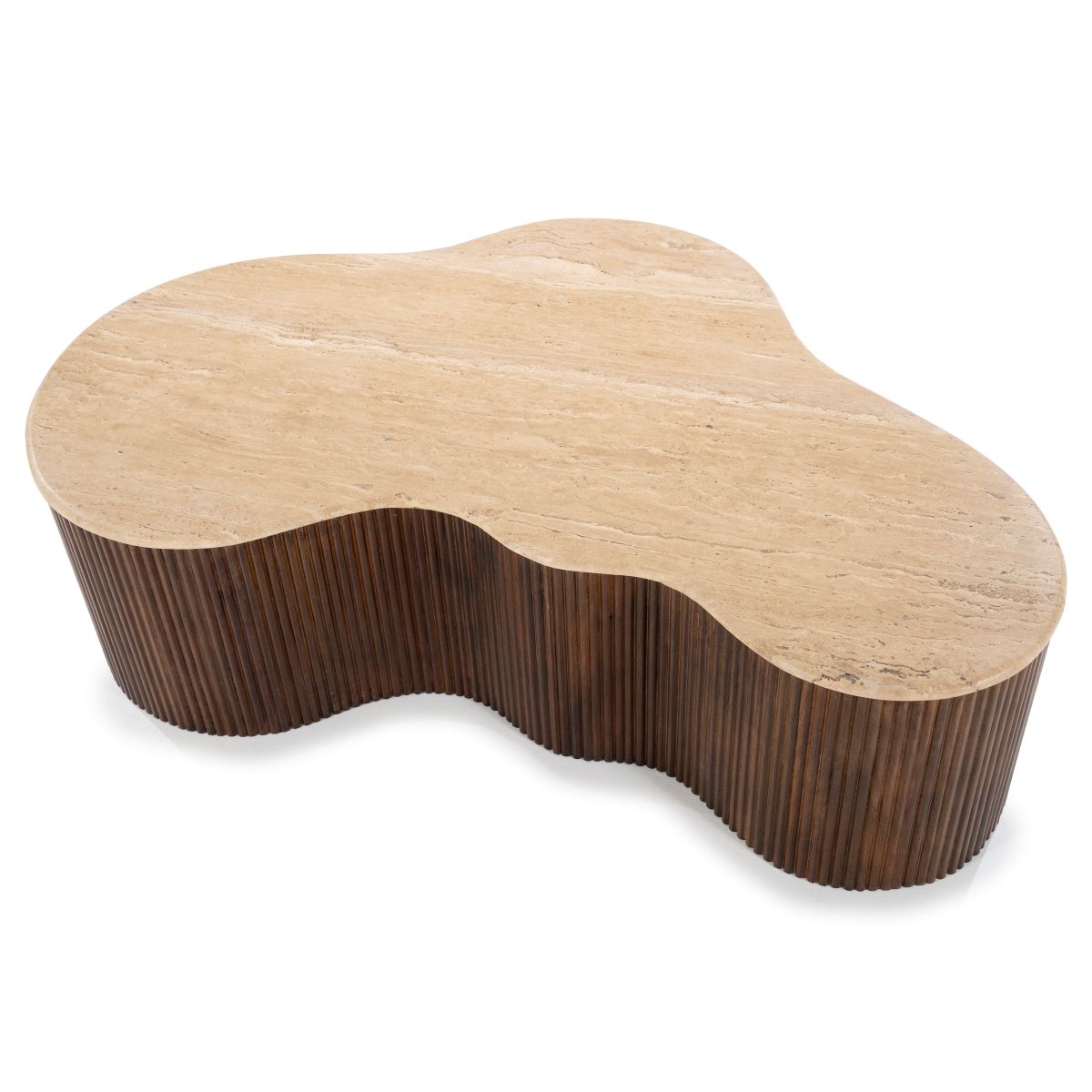 Couchtisch BARI 129 x 84 cm Travertin Naturstein organisch