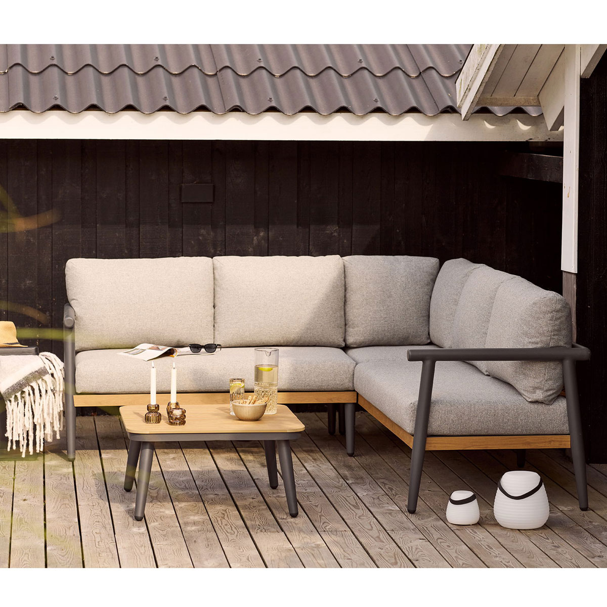 Garten Eck Lounge Garnitur ELLA Tisch Eckbank Nonwood Aluminium