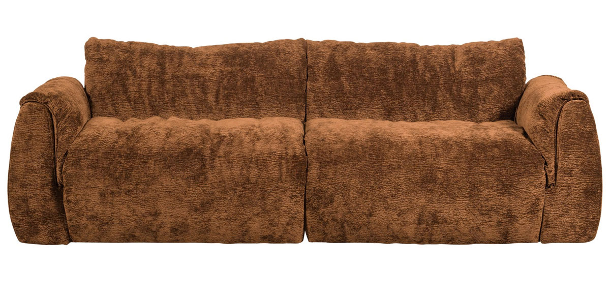 woood 2 Sitzer Sofa BAGGY 3D Chenille mittelbraun Couch