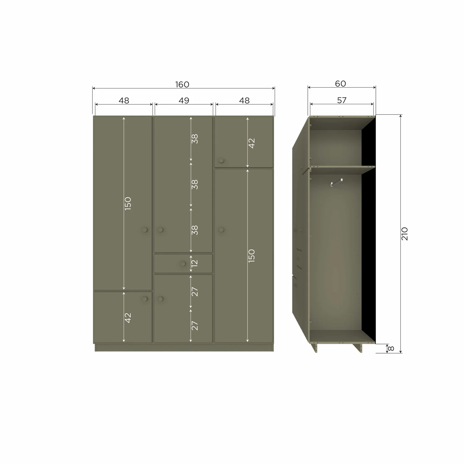 Kleiderschrank ALFIE 160 cm Kiefer forest Schrank