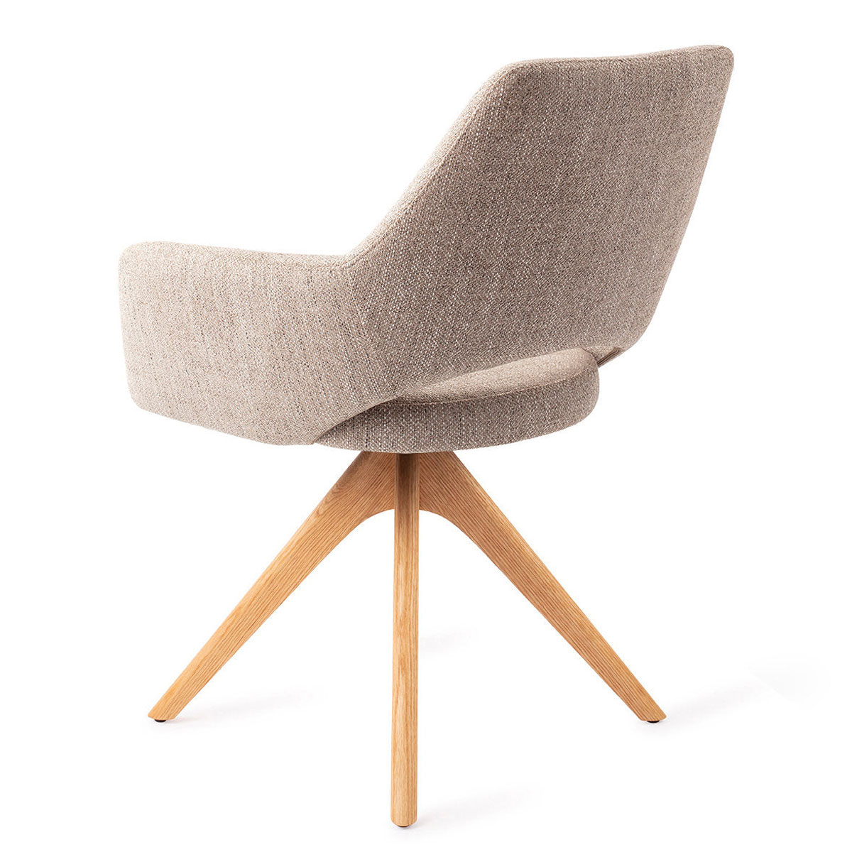 Esszimmerstuhl YANAI drehbar – Beige mit Gestell in Eiche hell