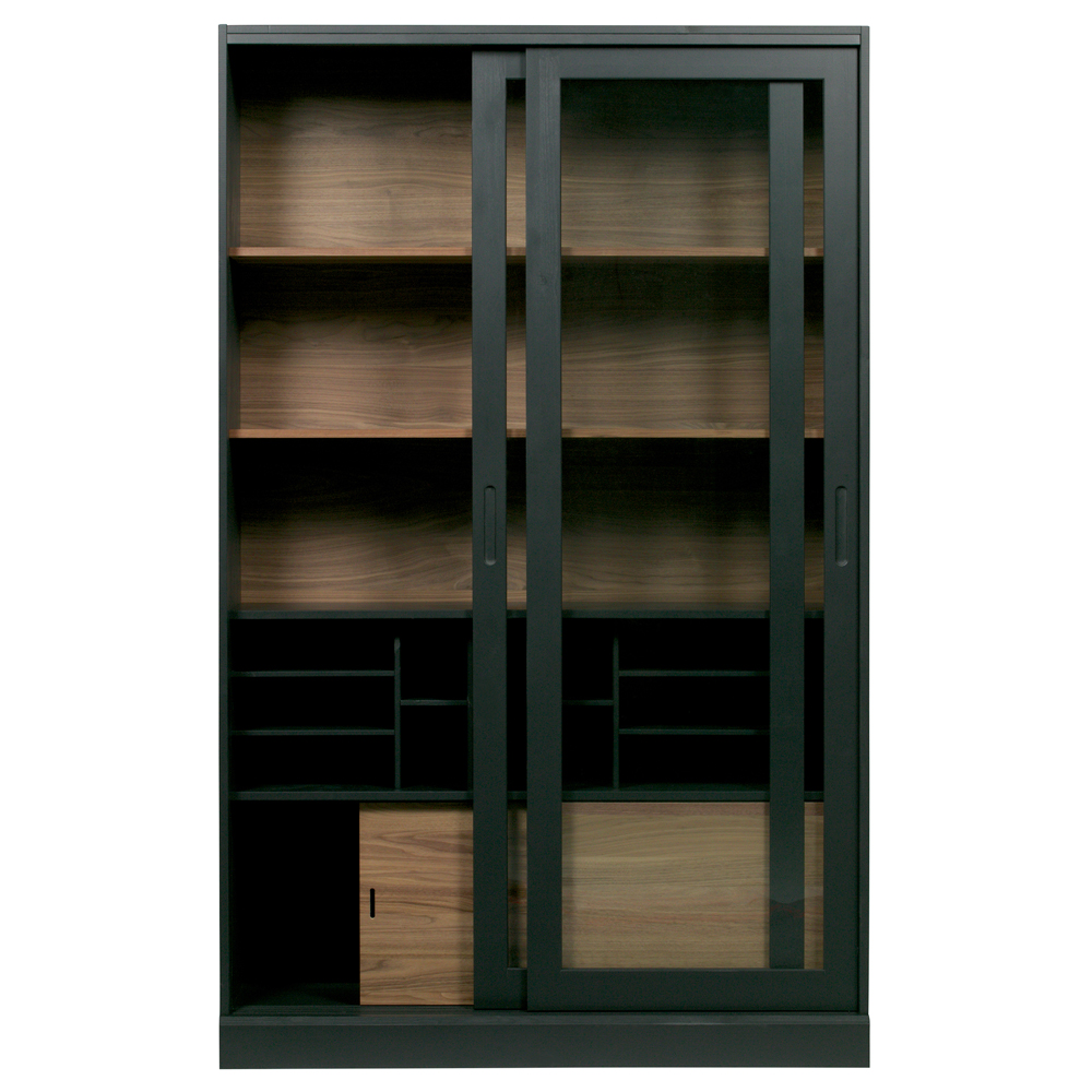woood Vitrine Schrank James 200 cm schwarz