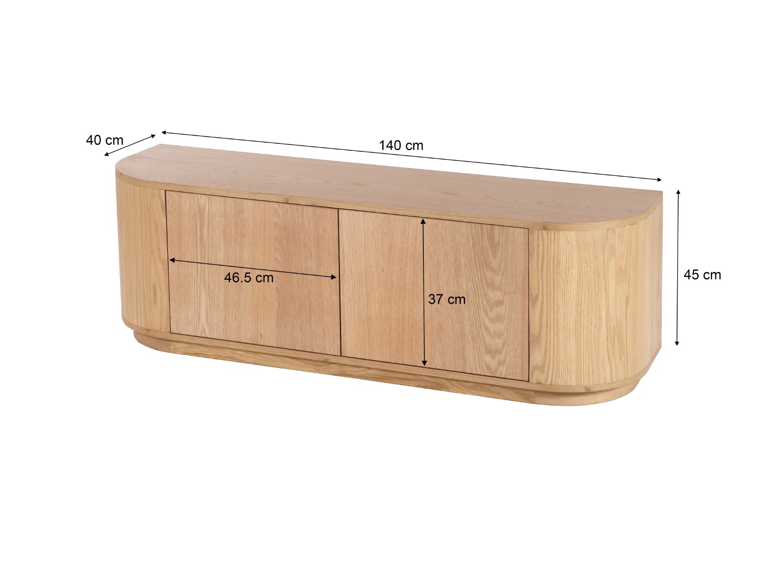 TV Möbel Lowboard Novero 140 cm Eichenholzfurnier natur