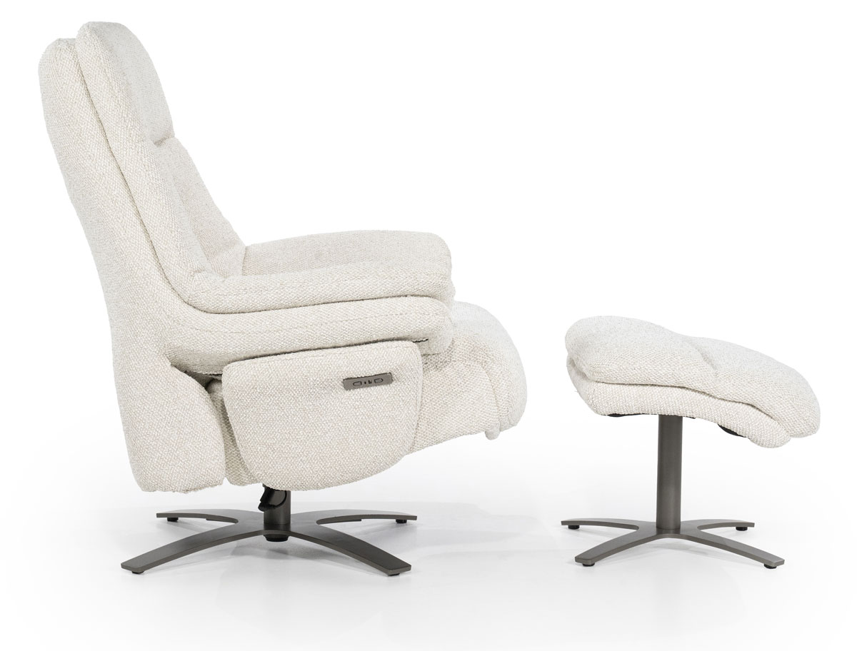 Relaxsessel Caleb elektrisch verstellb. mit Hocker Stoff beige