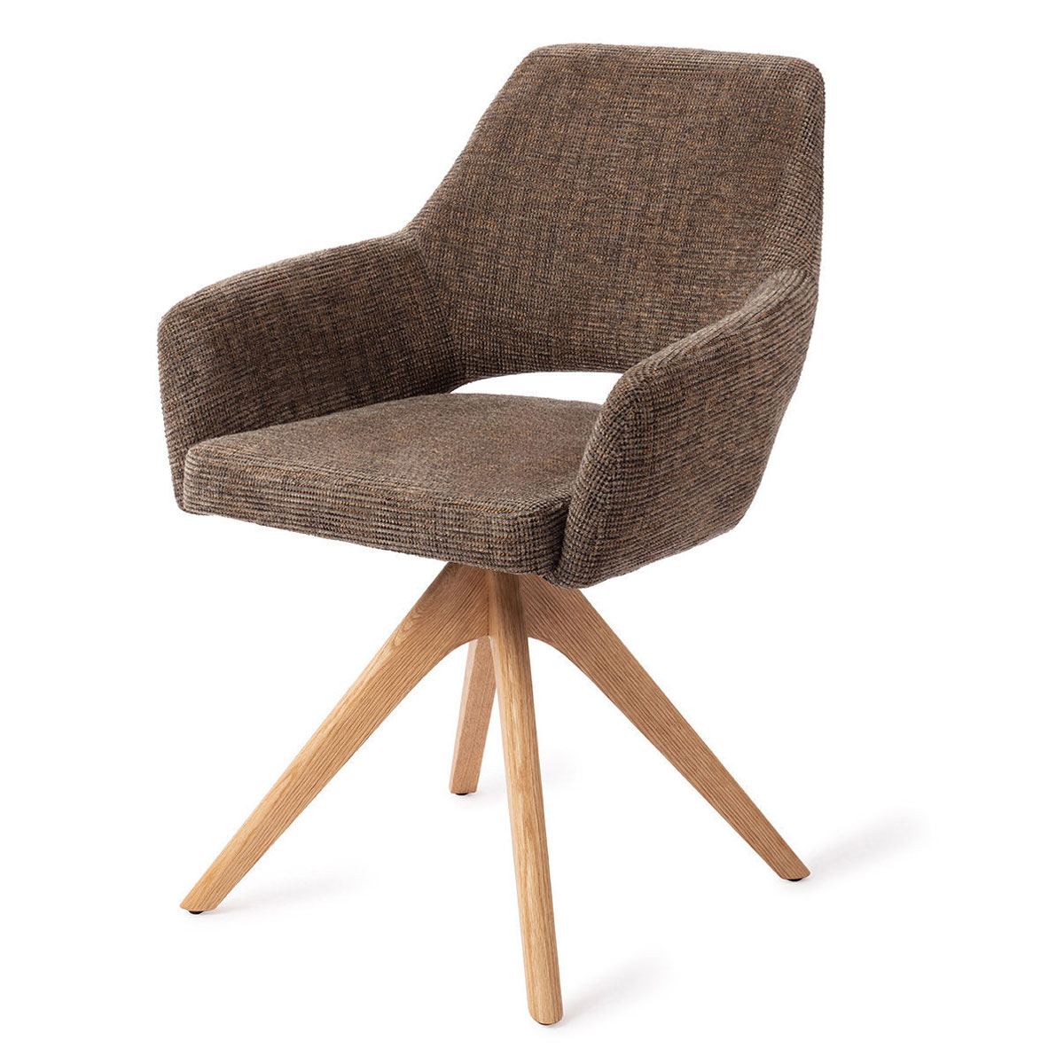 Esszimmerstuhl YANAI drehbar – Kastanie mit Gestell in Eiche hell