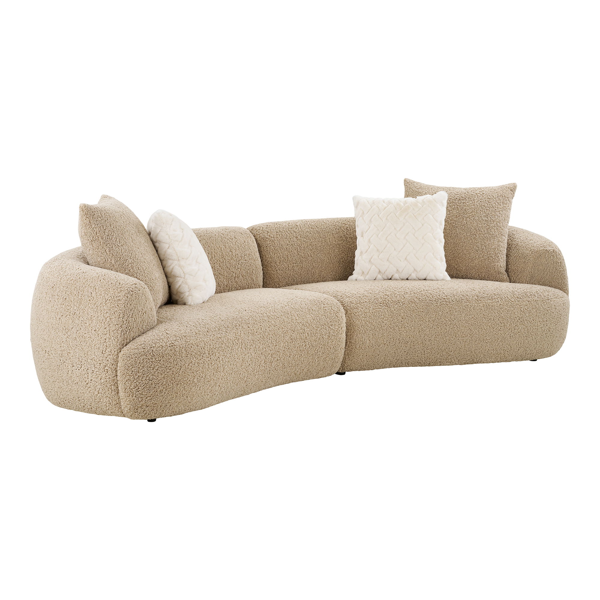 4 Sitzer Sofa BALI 302 cm mit 4 Kissen Bezug hellbraun