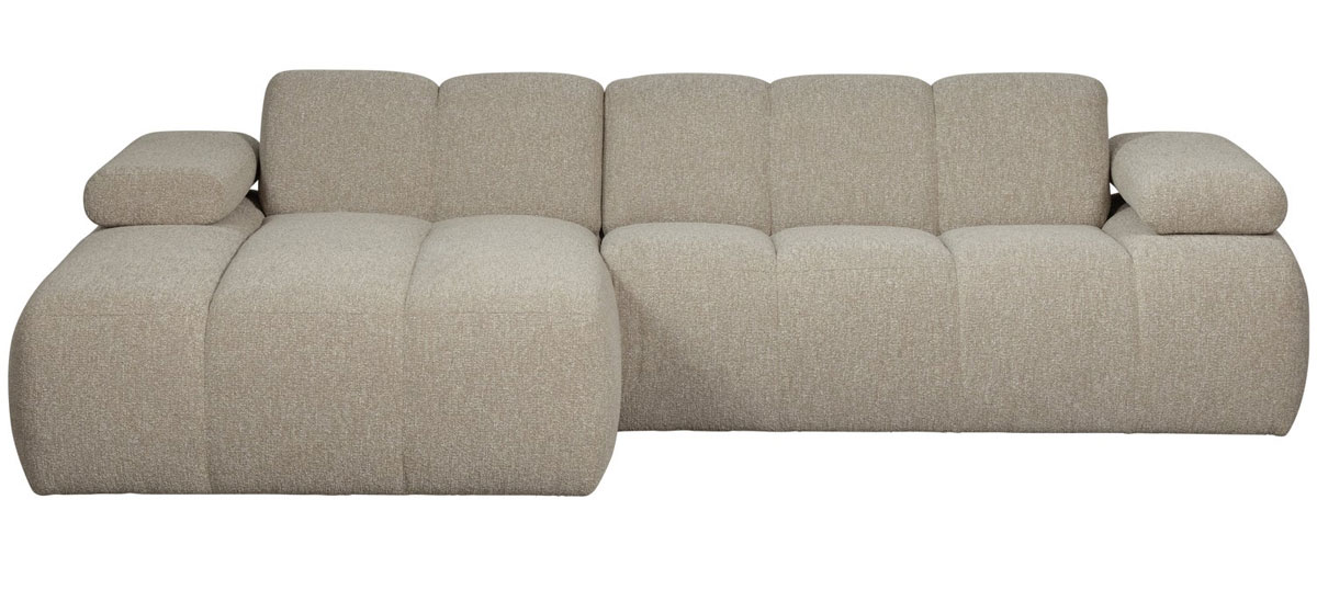 woood Chaiselongue Sofa MOJO links Bouclé beige melange