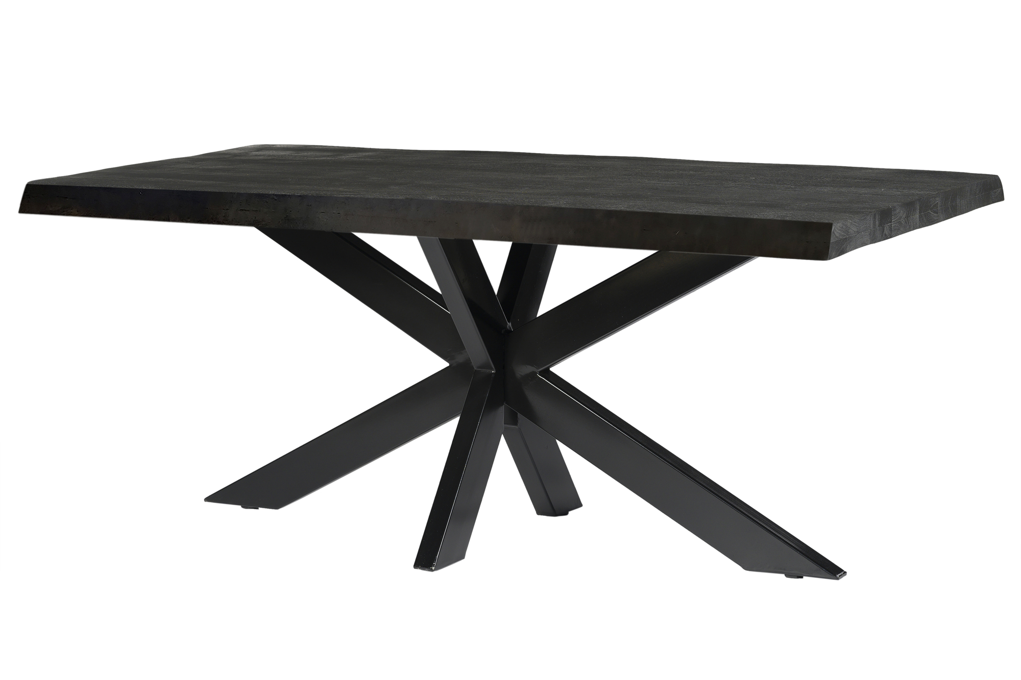 Esstisch Spider 240 x 100 cm Mangoholz schwarz Baumkante