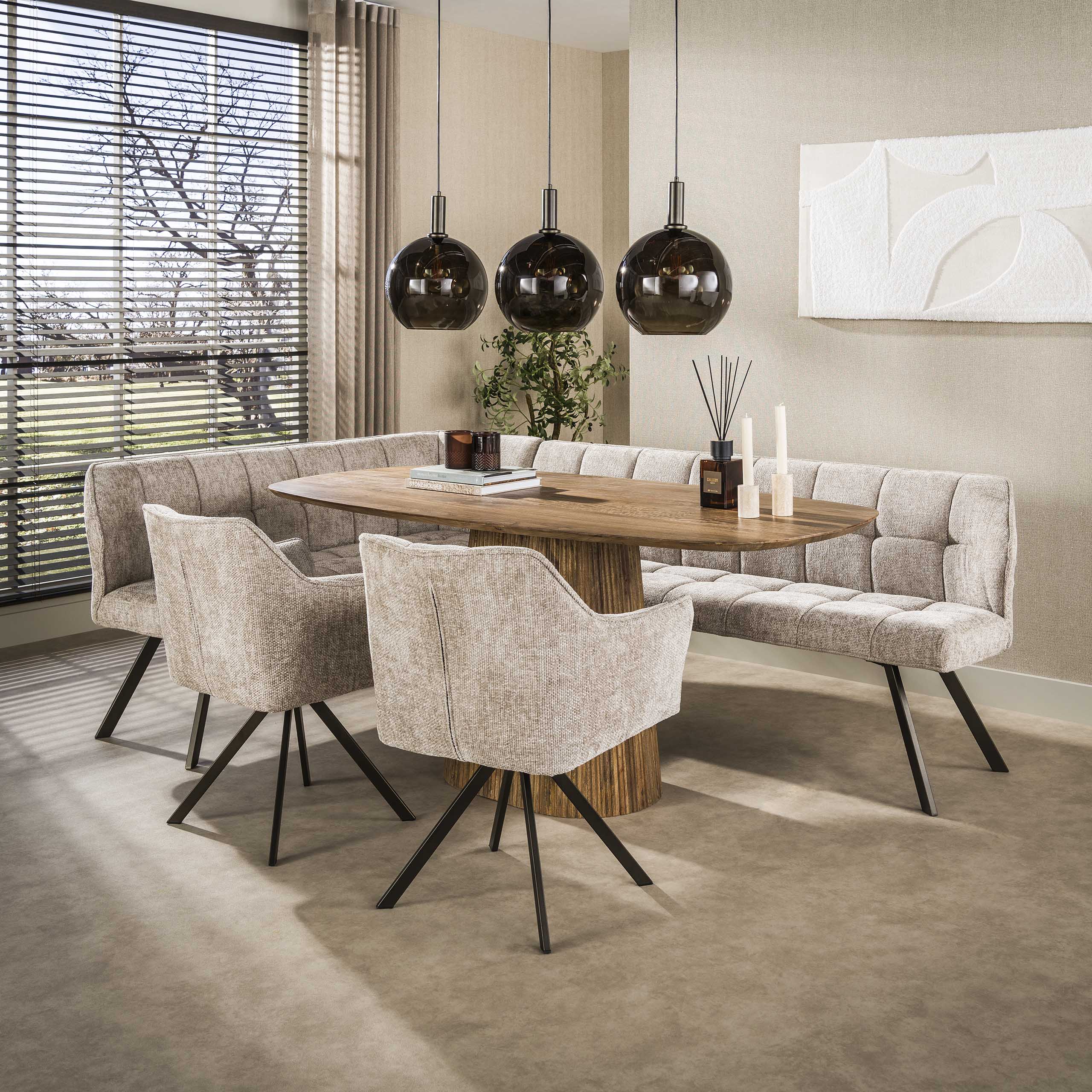 Esstisch RAVE Medio oval 180 x 90 cm Mangoholz sandfarben