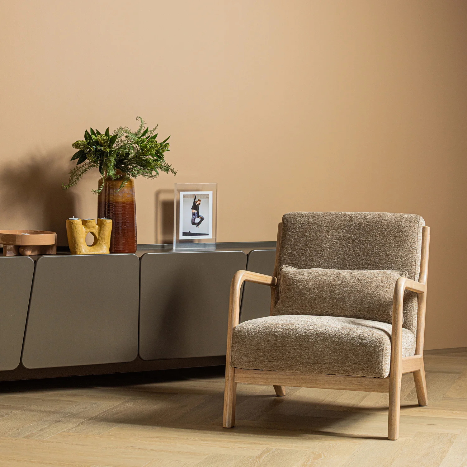 Lounge Sessel Mark Samt sandfarben Relaxsessel