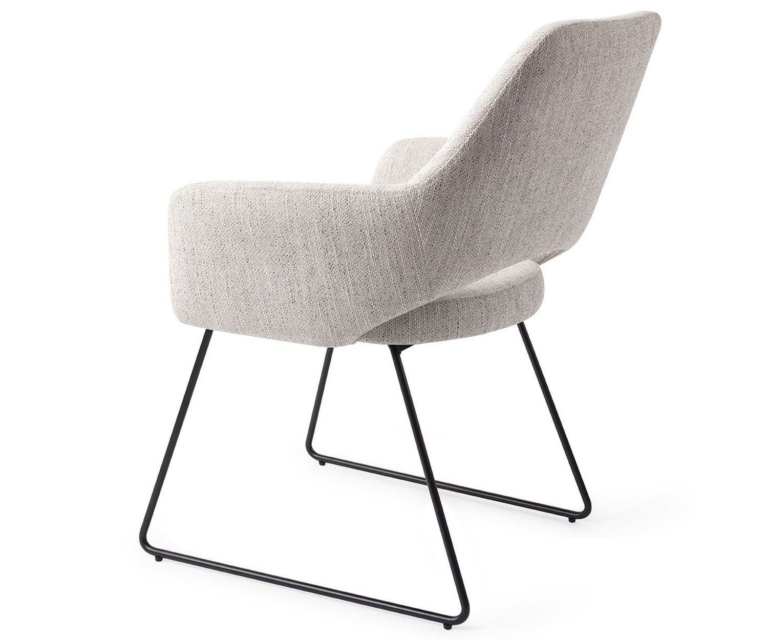 Esszimmerstuhl YANAI – Hellgrau mit schwarzem Slide Gestell