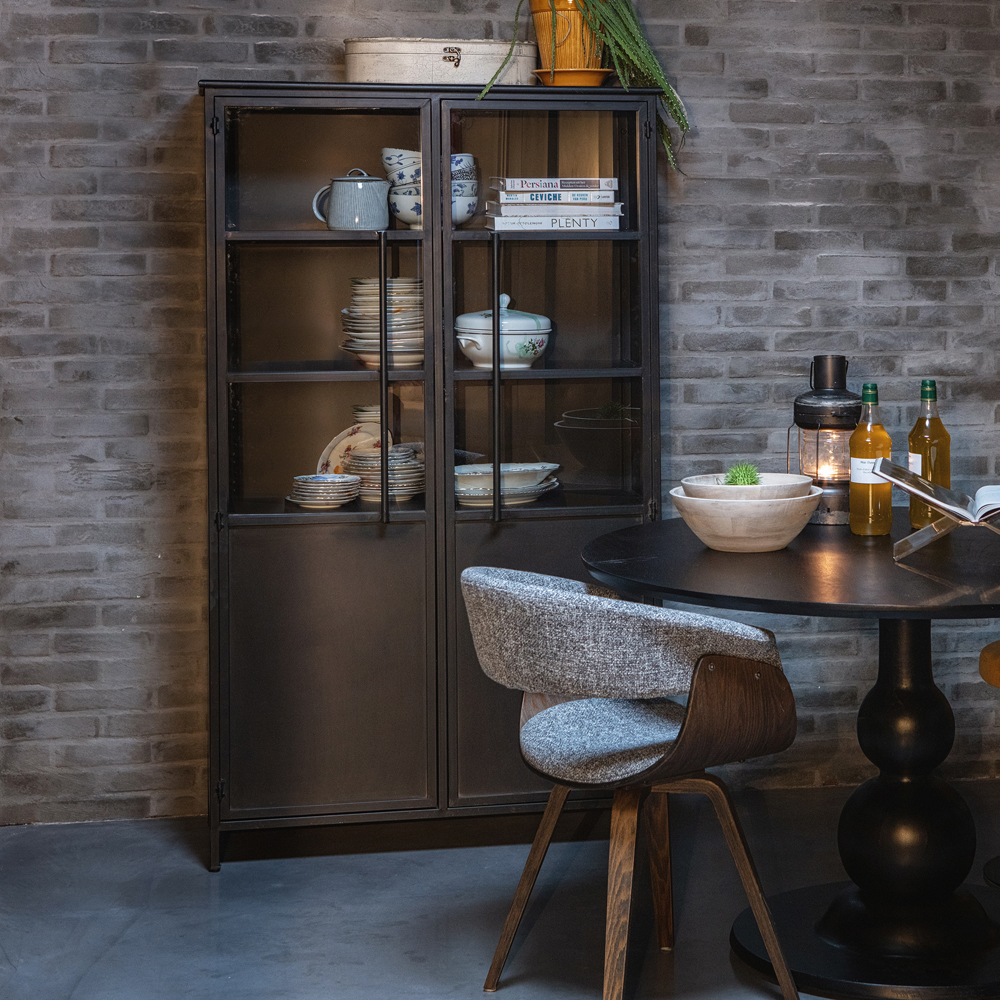 Industrie Vitrine Exhibit H 170 cm Metall schwarz