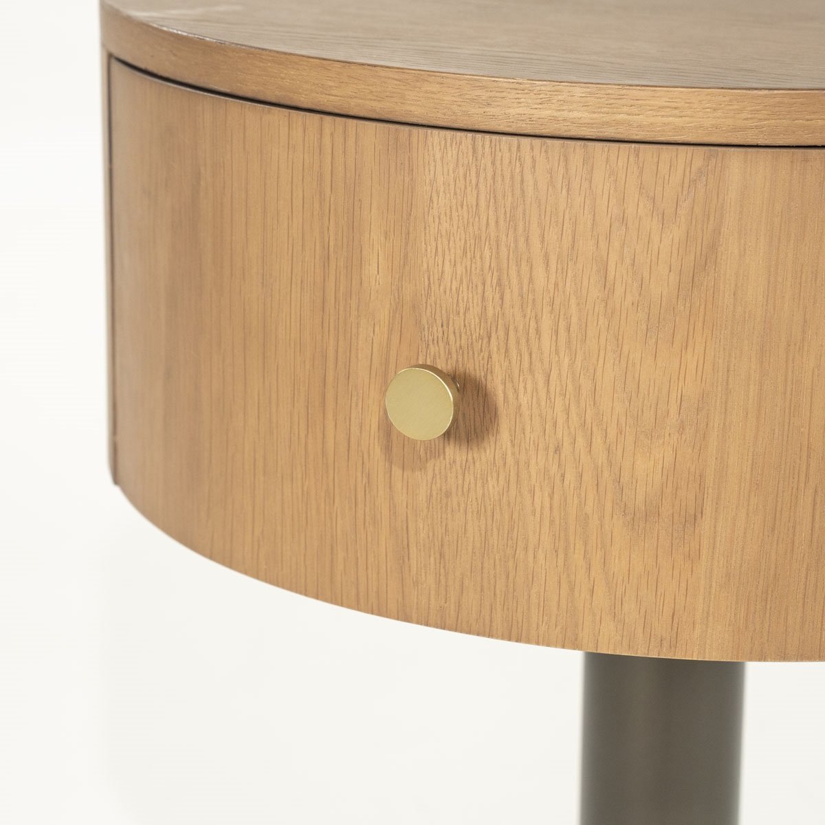 Nachtschränkchen Skye H 60 cm Eiche Massivholz braun Metall Nachttisch
