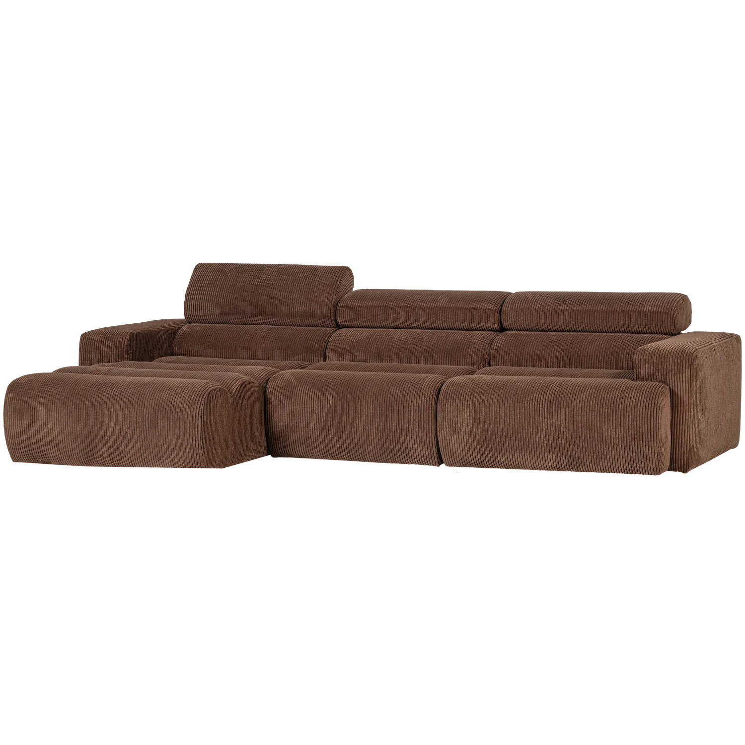 Ecksofa Sofa NOVI Bezug Rippstoff mokkabraun Chaiselongue links