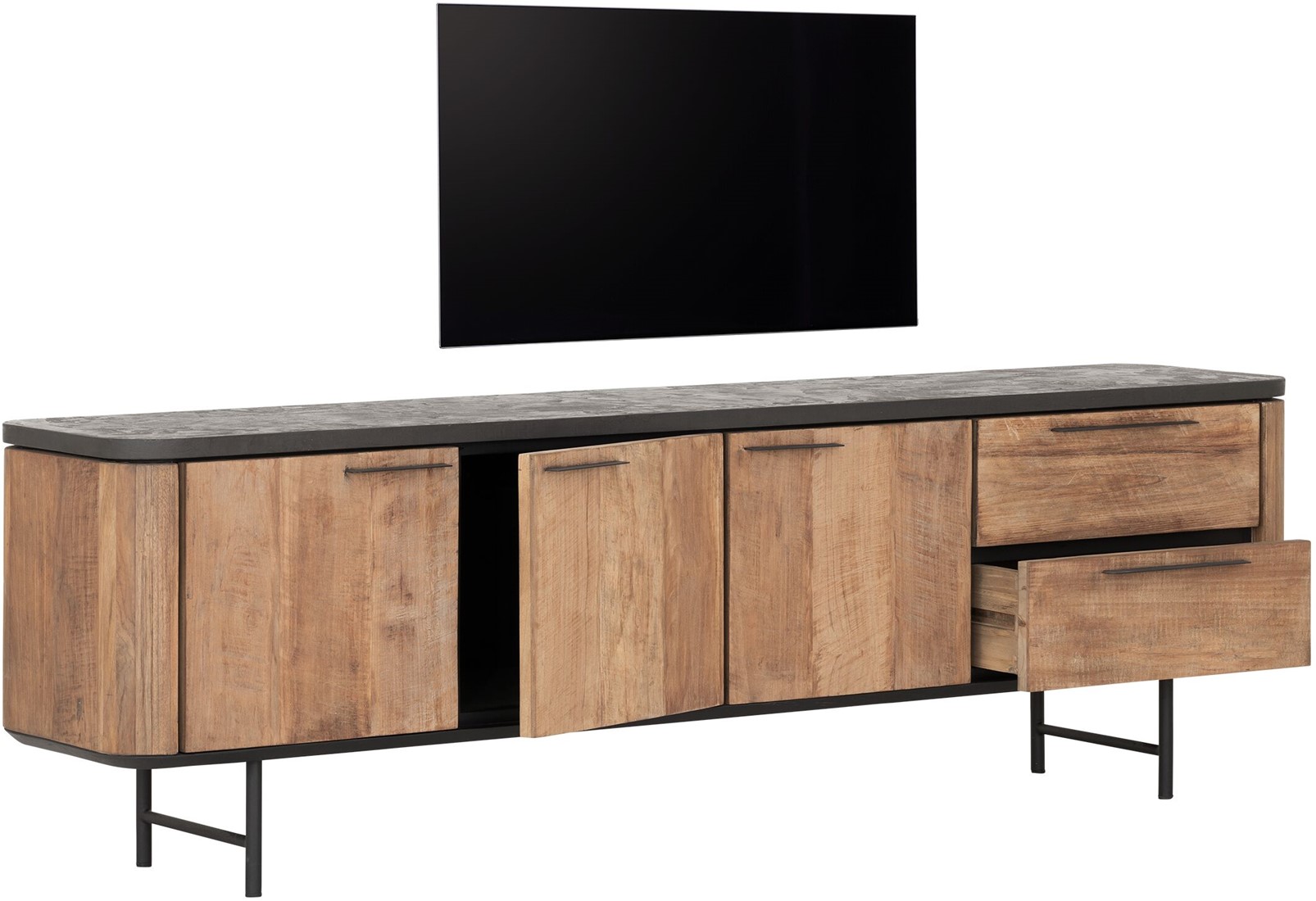 TV Möbel Soho 190 cm recyceltes Teakholz Mortex Lowboard