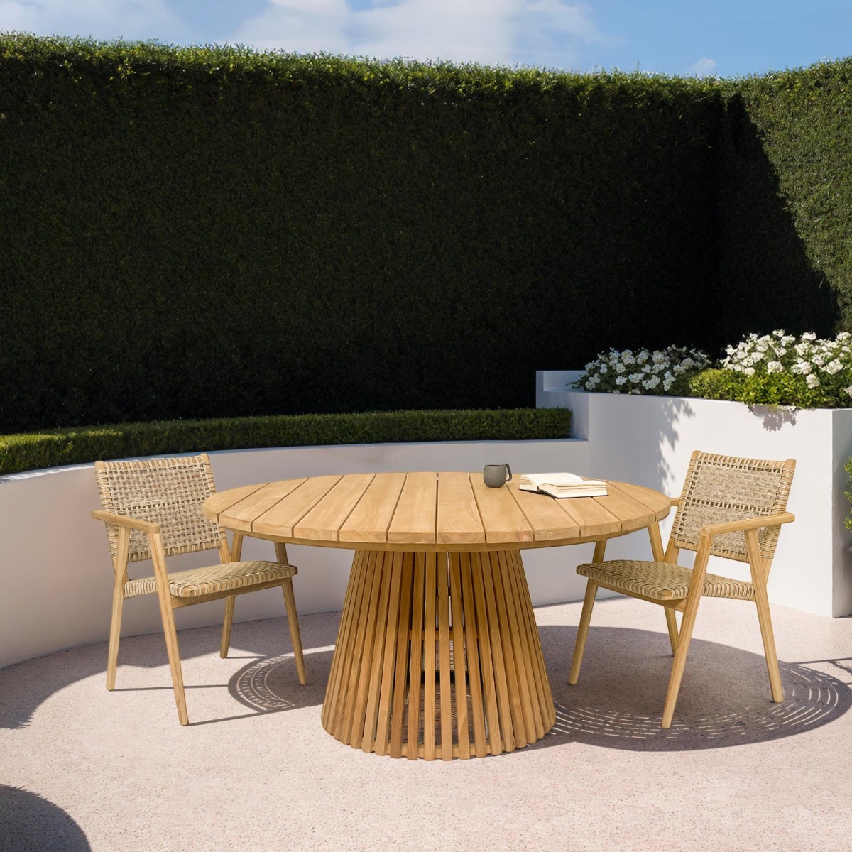 Gartenstuhl Esszimmerstuhl Stacking Anya Stuhl Stapelstuhl Rattan Teak natur